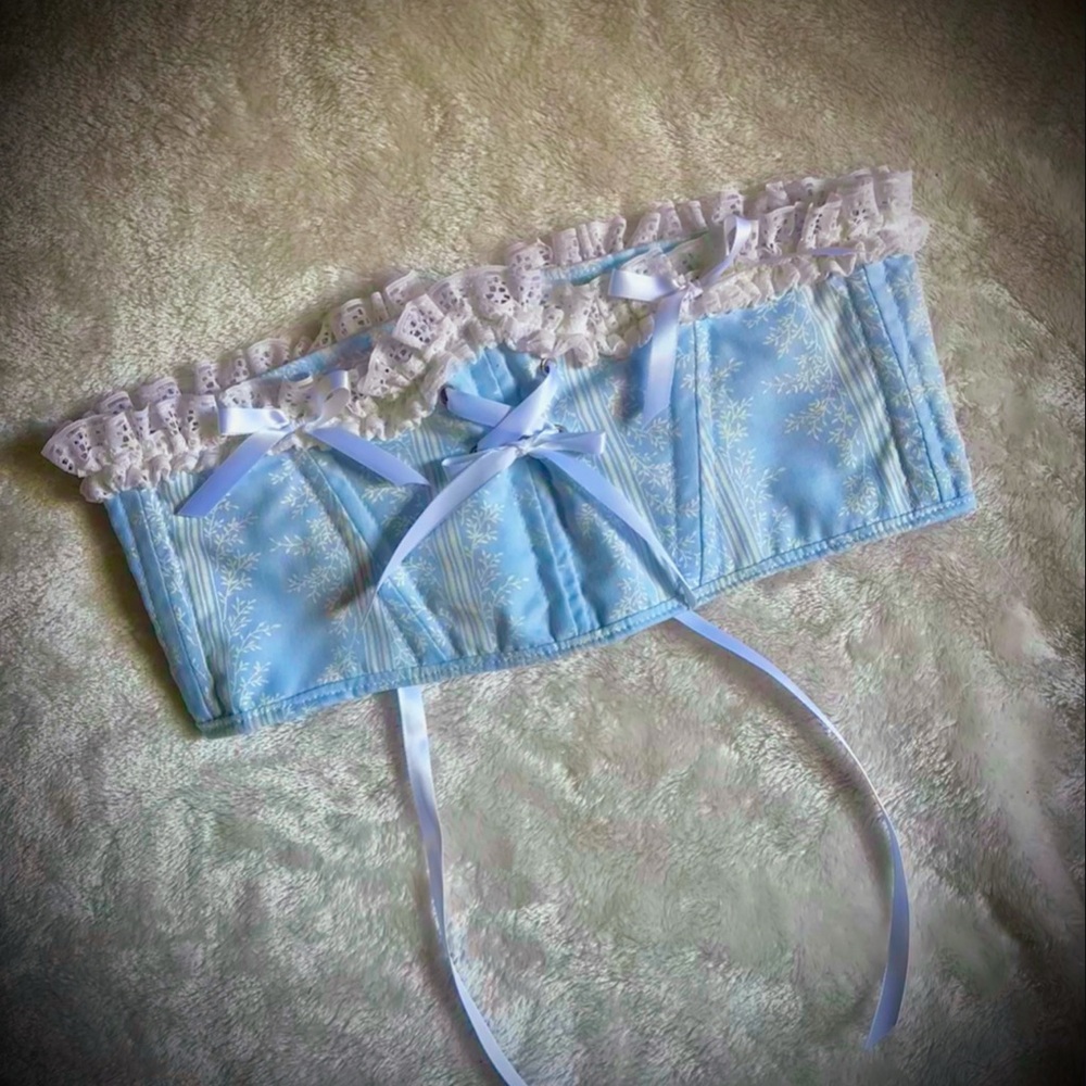 Blue Lace elegant Corset Belt ~ handcrafted